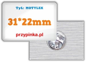 Pins 3d prostokąt 31x22mm zapięcie motylek