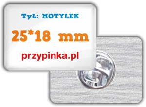 Pins 3d prostokąt 25x18mm zapięcie motylek