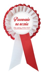 Pasowanie na ucznia - biało-czerwony kotylion