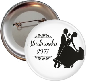 Black and White Studniówka - Przypinka 56mm-SZYBKA WYSYŁKA