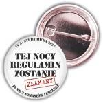 Tej nocy regulamin zostanie złamany - Studniówka - Przypinka 37 mm