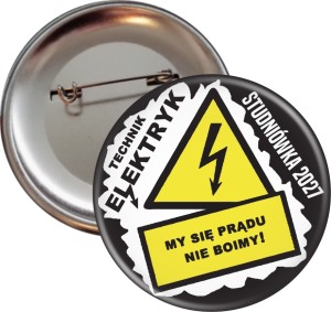 Technik elektryk - Przypinka na Studniówkę - 56mm - SZYBKA WYSYŁKA
