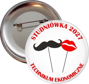 Moustache and Red lips  Studniówka - Przypinka 56mm 