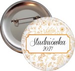 Złote kwiaty - Studniówka - Przypinka 56mm 