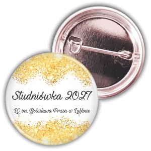 Złote konfetti - Przypinki na Studniówkę - 37mm