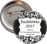 Czarno-białe esy-floresy Studniówka - Przypinka 56mm 
