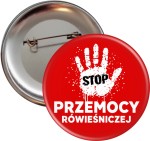 Stop przemocy rówieśniczej – przypinka 56mm 