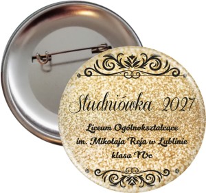 Elegancka Studniówka - Złota przypinka 56mm