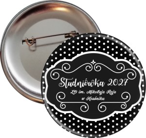 Retro Studniówka - Przypinka 56mm Black