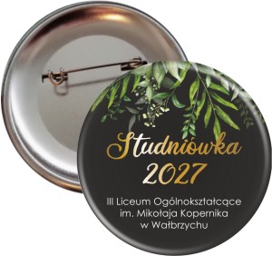 Studniówka - Eleganckie czarne przypinki 56mm