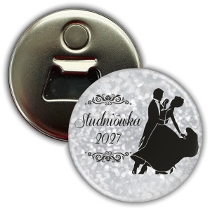 Elegancka Srebrna Studniówka - magnes z otwieraczem 56mm