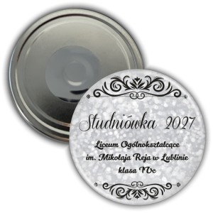 Elegancka Srebrna Studniówka - magnes 56mm