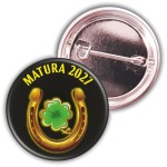 Koniczynka + podkowa =Matura 2027 - przypinka 37mm