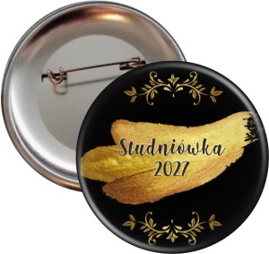 Czarno- złota Studniówka - przypinka 56mm - SZYBKA WYSYŁKA