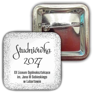 White&Silver - przypinka 37x37mm  