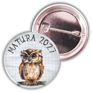 Matura - przypinka z sową  -  37mm 