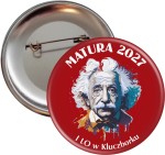 Matura z Einsteinem - bordowa przypinka 56mm 