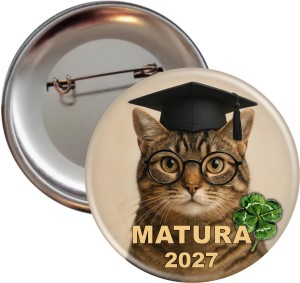 Szkolny Mistrz z Pazurem - przypinka 56mm - matura
