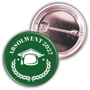 Absolwent  - zielona przypinka 37mm -SZYBKA WYSYŁKA