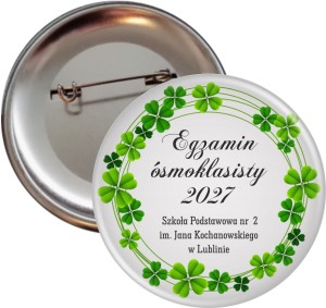 Egzamin ósmoklasisty - przypinka 56mm 