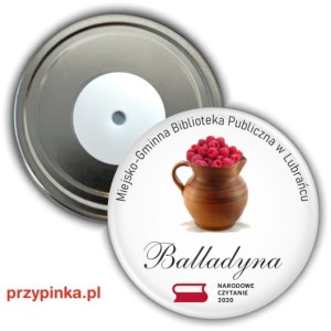 g3322 Narodowe Czytanie Balladyny 2020 - magnes okrągły 56 mm z nazwą biblioteki - z zapięciem magnetycznym.jpg