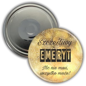 Szczęśliwy Emeryt - magnes okrągły 56mm