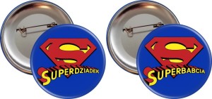 Zestaw dla SuperDziadków - przypinki 56mm w woreczkach organzy