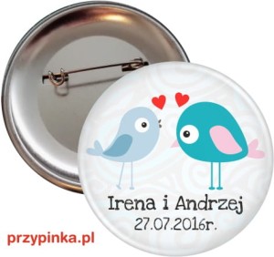 Moja Ptaszyna - Przypinka ślubna 56mm agrafka